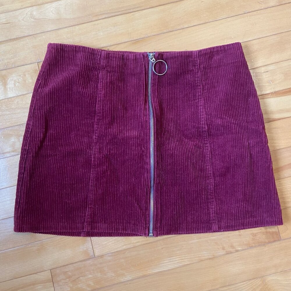 Chloe & Kate O-Ring Zipper Corduroy Mini Skirt   Size Large